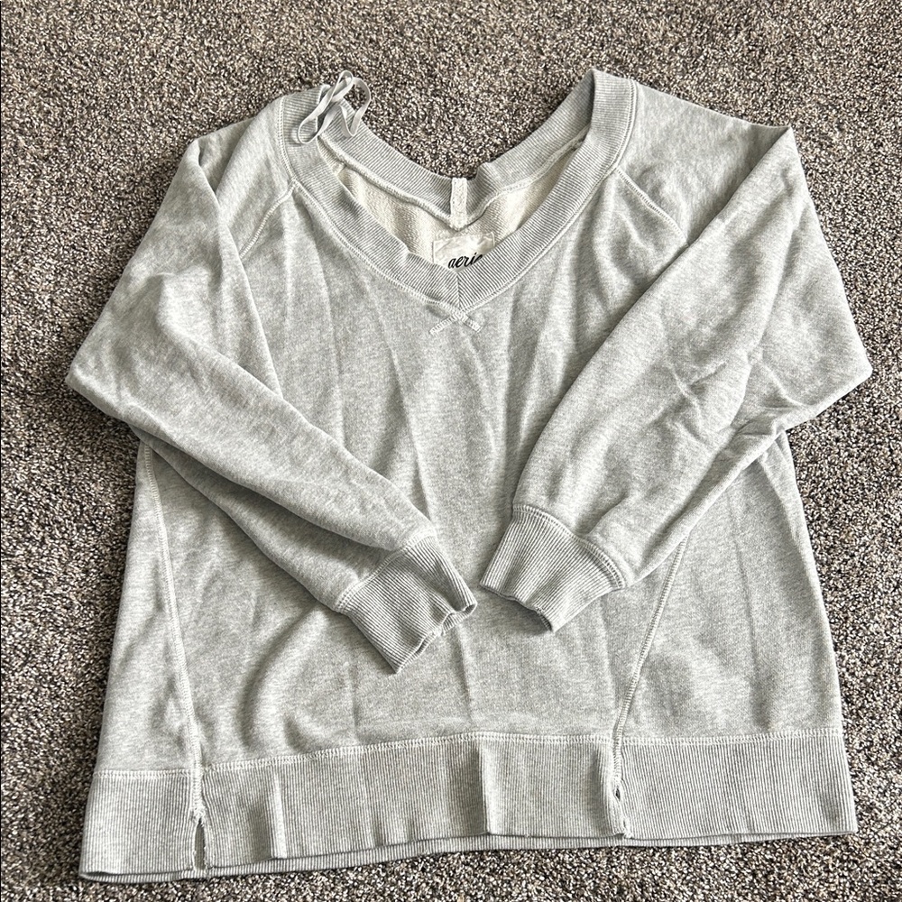 Aerie Gray V-Neck Sweater